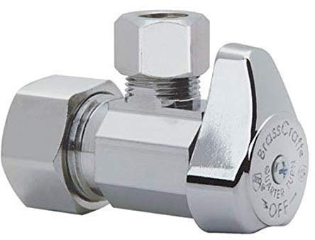BrassCraft 1/2 in. x 3/8 in. 1/4-Turn Angle Valve, Chrome-Plated Brass, Globe Valve, 2-Port, 125 PSI Max Pressure, ASME A112.18.1, CSA B125.1 Listed, 3-Pack