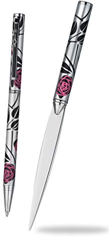 Mackintosh Set mit Kugelschreiber und Brieföffner, Rosa/Schwarz, mit Geschenkbox