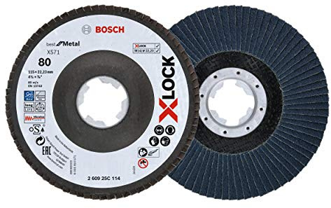 Bosch Professional 260925C114 2 x Disco Lamellare X-LOCK, dimensioni Grana K40, Angolato, Accessorio per Smerigliatrice Angolare, Ø 115 mm