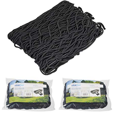 3 x Anhängernetz, Gepäcknetz zur Ladungssicherung, reißfest, flexibel, dehnbar bis 3x2 Meter, Abdecknetz, schwarz