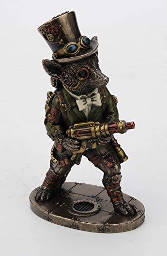Veronese Design Steampunk-Statue, Gentleman, Fuchs, Bandit, kaltgegossenes Kunstharz, Bronze-Finish, Heimdekoration