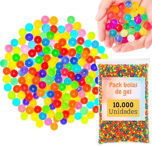 INPIAX 10.000 Bolas de Gel absorbentes - Perlas de Agua de Colores para decoración de jarrones, conservación de Plantas… Materiales no tóxicos, Bolitas biodegradables