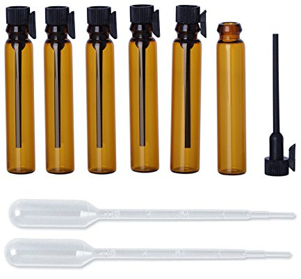 Enslz Lot de 100 mini flacons en verre ambré rechargeables vides pour échantillons de parfum ou d'huile de parfum