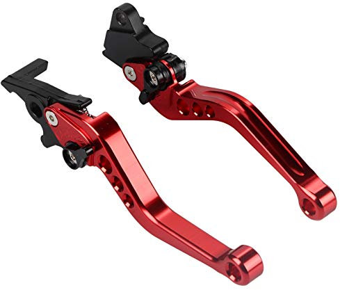 Levier de frein d'embrayage, paire de 22mm 7/8 CNC aluminium moto embrayage tambour levier de frein poignée levier de frein d'embrayage universel,(rouge)