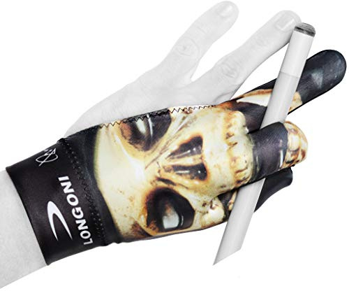 Longoni Billard-Queue-Handschuh Fancy Skull 3 für linke Hand