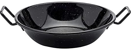 Enamel Kadai Wok Pan 24cm Non Stick Karahi Kadhai Kadai with Handles - Heavy Duty Indian Samosa & Paella Pan