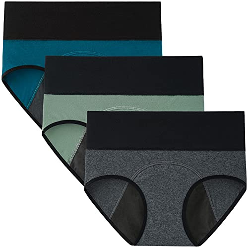 INNERSY Periodenunterschwäsche Leichte Blutung Periodenslip Waschbar 3 Pack | Menstruationsunterwäsche High Waist, Period Panties Baumwolle, Menstruation Unterwäsche Weich, Unterhosen Damen Auslaufsicher