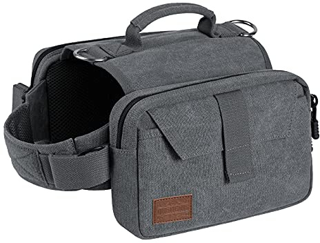 OneTigris Hunderucksack für Wandern, Camping, Reisen, Hunderucksack zum Wandern, Nylon, mit Seitentaschen für mittelgroße und kleine Hunde