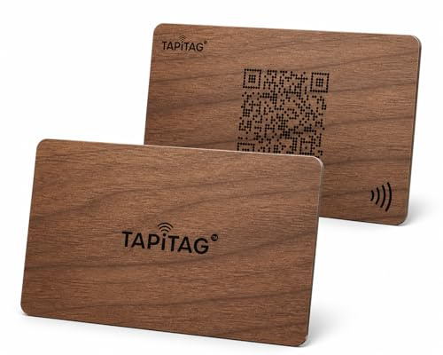 TAPiTAG Digitale Visitenkarte NFC Tag + QR (Walnuss)