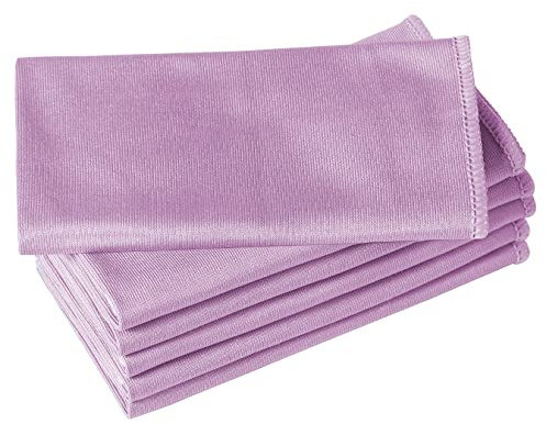 Puomue 6 Pack Microfiber Glass Cleaning Cloth, 16 Inch X 16 Inch, Lint Free Quickly Clean Window, Glasses, Windshields, Mirrors, and Stainless Steel, Pink