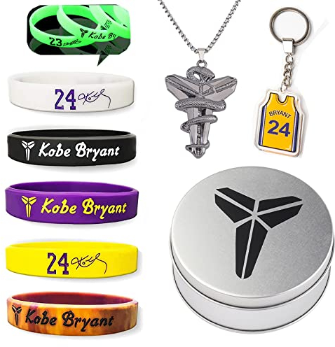 Xzyden Silikon Armbänd, 9 Stück Gummi Armbänder, Basketball-Zubehör mit Basketball-Armband, Schlüsselanhänger, Halskette, Basketball Geschenk Set für Herren, Teenager (24)