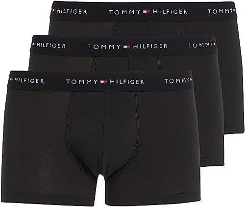 Tommy Hilfiger Uomo Pantaloncini Boxer Confezione da 3 con Fascia con Logo, Nero (Black/Black/Black), XL