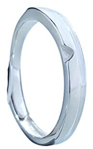 Whoiy Freundschaftsring Herz, Adjustable Ring 0.5Cm 925er Sterling Silber Passendes Herz Männer Kostenlos Graviert Partner Geschenke Männer
