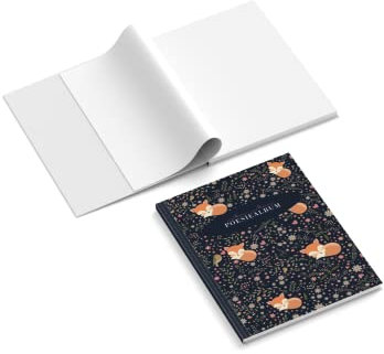 easyprint Poesiealbum personalisiert mit Name | Design Kleiner Fuchs | 148 x 210 mm | Hardcover | Papier 100 g/m² | Blanko Innenseiten | Farbe wählbar | Freundebuch | Erinnerungsbuch (Blau)