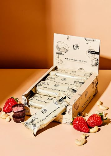 KoRo - Bio Nut Butter Cups Cashew-Strawberry 12 x 3 x 13 g - Knackige Schokolade - Fruchtig-nussige Füllung - Vegan