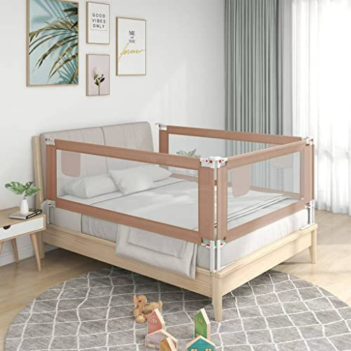 INLIFE Kleinkind-Bettschutzgitter Taupe 160x25 cm Stoff,2.92kg,10221