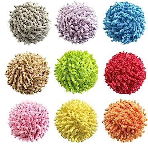 YUBONUS 9Pcs Fuzzy Cat Ball Toys - Safe Pom Pom Balls for Indoor Cats, Kitten Chasing Toys with Bell (Multicolor)
