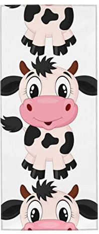 FURLOU Cartoon Milch Kuh Badetuch Weich Super Saugfähig Sport Handtücher Schnell Trocknende Duschtücher für Badezimmer Gym Hotel Spa 27,5 x 30,5 cm