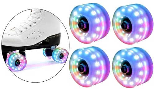 Rollschuh-Räder, 4 Stück, beleuchtete Quad-Rollschuh-Räder, 58 mm x 32 mm, leuchtende Quad-Roller, Skateboard-Räder mit installierten Kugellagern (Farbe: bunt)