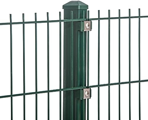 Doppelstabmattenzaun Set 868 Moosgrün | Stabmattenzaun | Mit VA Klemmhalter | Gartenzaun | Komplett Set | 203 cm-12.5