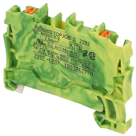 WAGO 2202-1207 Schutzleiterklemme 5.20mm Push-In-Klemme Grün, Gelb 100St.