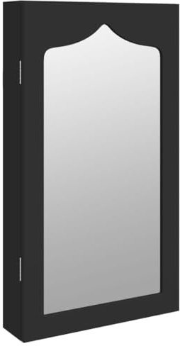 vidaXL Schmuckschrank mit Spiegel Wandmontage Schwarz 37,5x10x67 cm