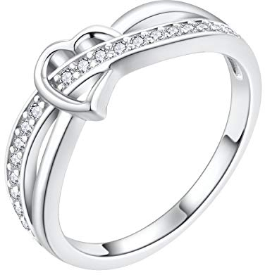 Starchenie Herzring 925 Sterling Silber Zirkonia Verlobungsring für Damen(Größe56)