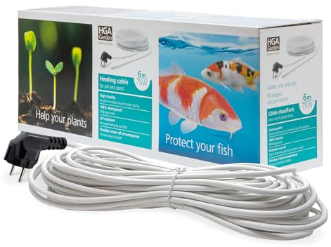 VIALIA Frostschutz Heizkabel 6m 75W, Eisfreihalter für Teiche von 1-4 m³ | Teichheizung zum Schutz von Fischen & Pflanzen im Winter, Wärmekabel IP68 wasserdicht für Filter & Wasserlauf