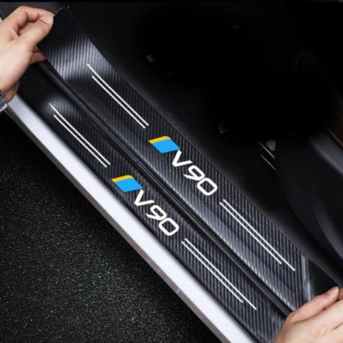 RIDGOEL 4 Piezas para Volvo XC60 Protector de Umbral de Puerta de Coche Decoración para Estribos de Coche de Fibra de Carbono Película Protectora de Pintura Pegatina