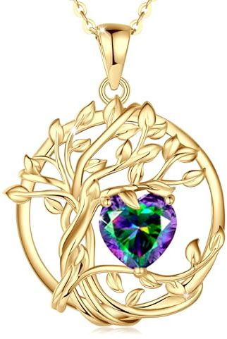 FANCIME Collana con ciondolo a forma di albero della vita, in argento Sterling, con pietra portafortuna, per anniversario, compleanno, Natale, regalo per donna, mamma, moglie