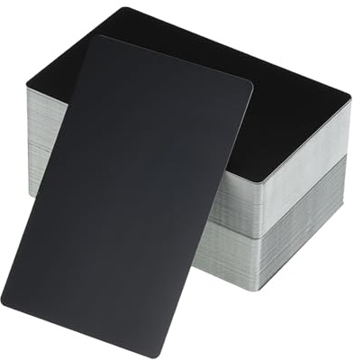 PATIKIL 300 Pack Metall Visitenkarten Leer 0.45mm Dick Namenskarte Schwarz | Laser Gravur Druckbare, Aluminum, 3.4x2.1, Für Benutzerdefinierte Heimwerker