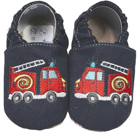 HOBEA-Germany Zapatos veganos para niños RecyStep Bomberos azul oscuro 24/25 (2-2½ años) Suela con agarre