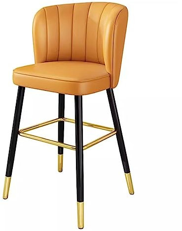 ASHSDI Barhocker Barstuhl Barhocker Aus PU-Leder, Thekenhöhe, Küchenthekenhocker, Esszimmerstühle Mit Metallbeinen Für Küche, Esszimmer, Café Küchenstuhl Thekenstühle(Orange,Sitting Height 65cm)
