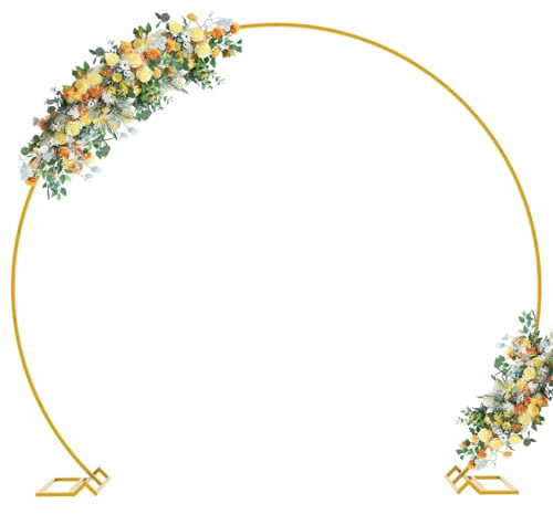 Wokceer Arco per Palloncini in Oro 2,4 m - Supporto Rotondo in Metallo per Matrimonio, Feste di Compleanno, Cerimonia, Doccia Nuziale
