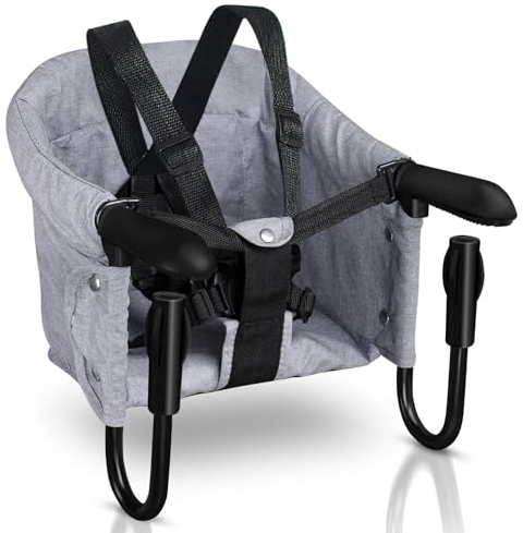 HOUSN Tischsitz Faltbar Babysitz mit Transporttasche Schnelltischstuhl für Baby 6-36 Monate zu Hause und Unterwegs,Grau
