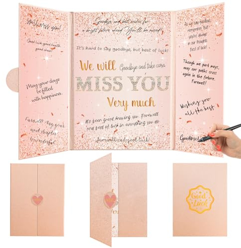 Farewell Guest Book Rose Gold Farewell Gifts for Coworkers Friends We Will Miss You Signing Guestbook Alternative Retirement Going Away Signature Sign Card Board Keepsake Party Decorations for Women