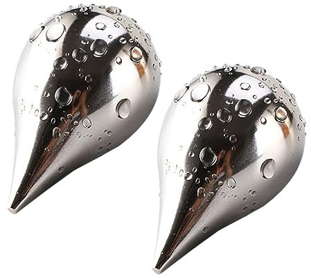 Hoement 2pcs Stainless Steel Ice Tartar Chilling Stone Reusable Whiskey Stone for Beer Wine Ice Cube