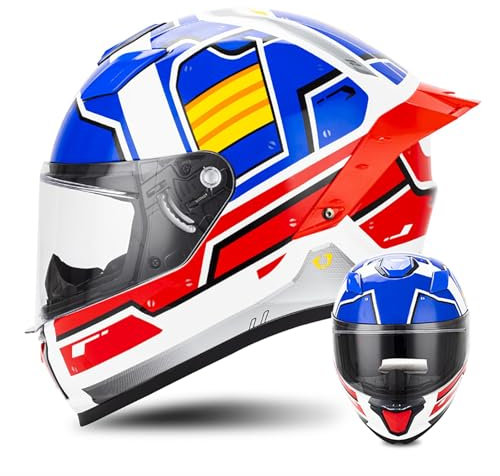 Motocross-Helm Für DOT/ECE-Zulassung, Motorradhelm Mit Aerodynamischem Spoiler, Belüftungsöffnungen Und Kratzfestem Visier, Sicherheitsschutz, Motorradhelm Integral A,XXL/(63~64cm)