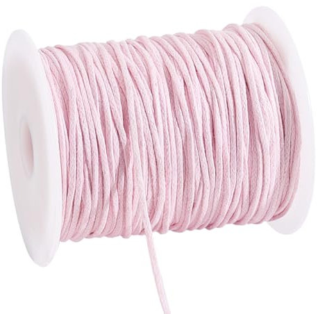 PH PandaHall 1.5mm Waxed Cord, 100 Yards Pink Waxed Cotton Threads Wax Cord Waxed Beading Thread String Twine for DIY Bracelet Necklace String Dreamcatcher Jewellery Making Macrame Sewing Project