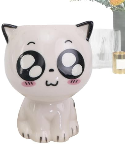 Katzenblumen-Übertopf – Katzen-Übertopf | Porzellan-Tier-Katzentöpfe mit Katzenmuster-Design, Katzenförmiger Topf für Büros, Schlafzimmer, Wohnzimmer, Desktop, Tisch, Regal, Fensterbank
