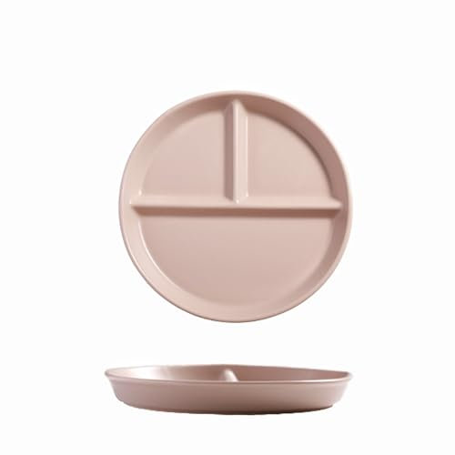 Hoshisea Piatto da pranzo in porcellana, piatto con divisione, piatto in porcellana, per adulti, bambini, picnic, cena (kaki)