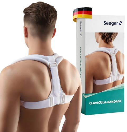 Seeger Rücken Geradehalter & Haltungskorrektur – Rückenstützgürtel für Damen und Herren, Schultergurt Haltungskorrektur für geraden Rücken, Clavicula Bandage, verstellbar, Made in Germany