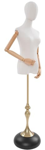 Etrhdfyts Weibliche Schneiderpuppe Schaufensterpuppe Höhenverstellbar 140-200cm, Mannequin Büste mit Abnehmbaren Kopf und Mechanische Holz Armen, Kleiderpuppe M (Schwarzer Sockel, M)