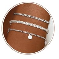 Adramata Armband Damen Silber 925 Karabinerverschluss Verstellbare Armkette Stapelbar Armbänder Set Schlangenkette Armbänder für Frauen Damen Silber Armband Schmuck mit Geschenkbox