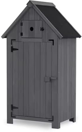 Gartenschrank Geräteschuppen Holz grau 65 x 46 x 137 cm | wetterfest, IG10