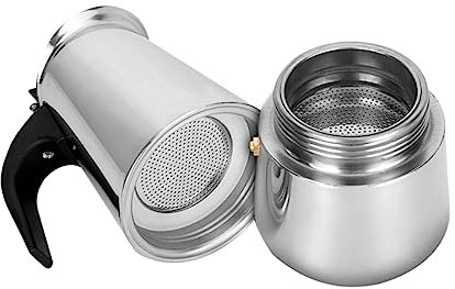 FONDOTIN Caffettiera Acciaio Inossidabile per Espresso Compatibile con Induzione e Aperto Antiscottatura e Design Ergonomico e Ufficio