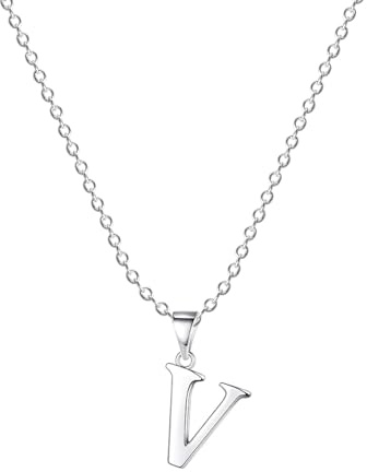 XWN Collar de mujer con colgante en forma de letra, cadena de iniciales de plata, cadenas de letras de acero inoxidable, cadena en forma de Y de plata