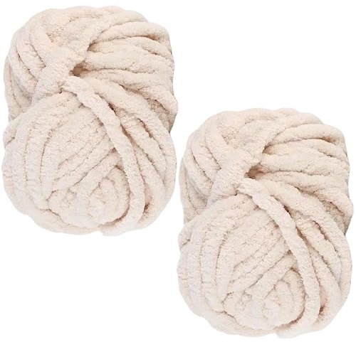 2 Stück Dicke Wolle Garn 500 g ca.54 m,Bunt Chunky für Armstricken, Chunky Yarn, Grobstrick Weiches Wollgarn für Decken, XXL Riesen Wolle zum Weben von Schals Mützen Haustier Nest
