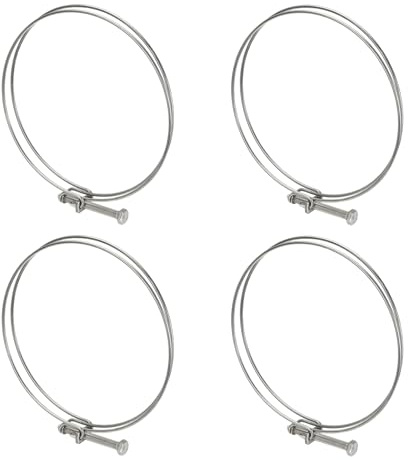 sourcing map Lot de 4 colliers de serrage à double fil 160-170 mm en acier inoxydable 304 réglables avec vis M8 pour collecte de poussière, piscine, étang, argenté