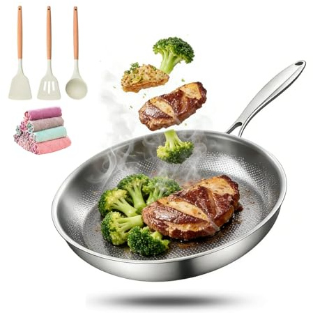Gienslru Mireve sarten titanio, sartén de titanio puro antiadherente mireve, sarten mireve, hammered titanium nonstick frying pan, sartén de titanio sin revestimiento con tapa (Sin Tapa, 22cm)